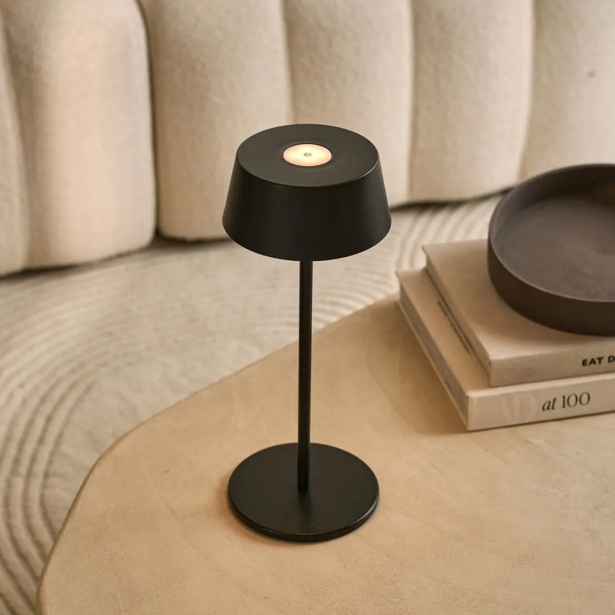 Hugo Midnight Zwart Oplaadbare Tafellamp | Dimbaar, stijlvol en draadloos