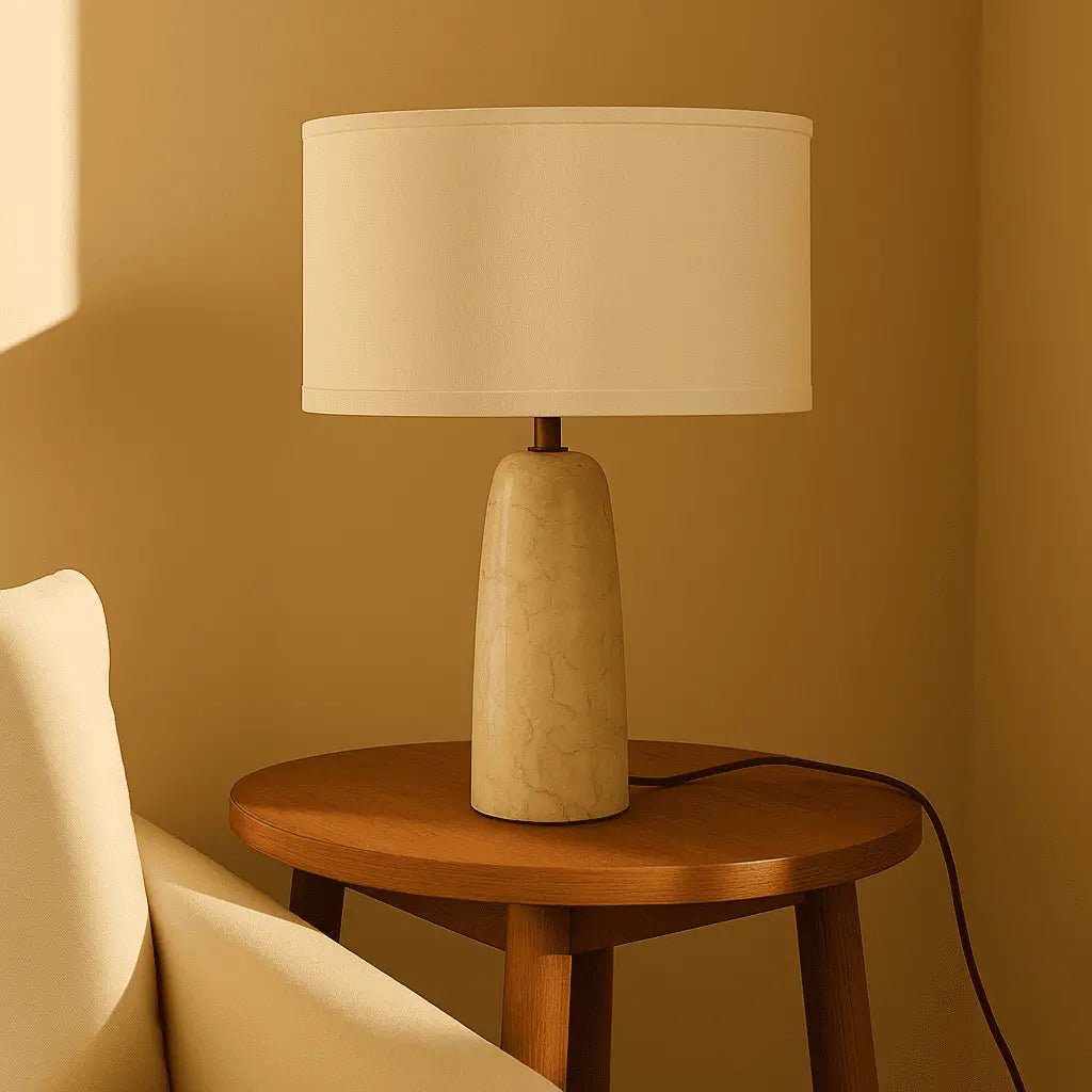 Charlotte Marmeren Lamp | Katoenen kap en elegante verlichting