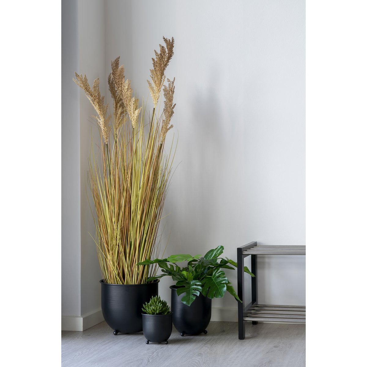 Nova Bloempotten - Zwart, Metaal - Set van 3