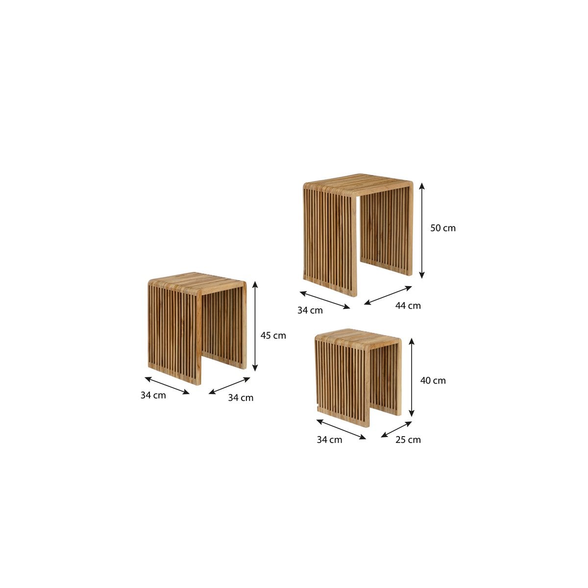 Bijzettafel set Yonker Bruin
