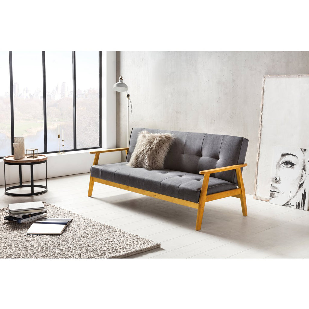 Slaapbank 190x85x81 cm donkergrijs geweven stof