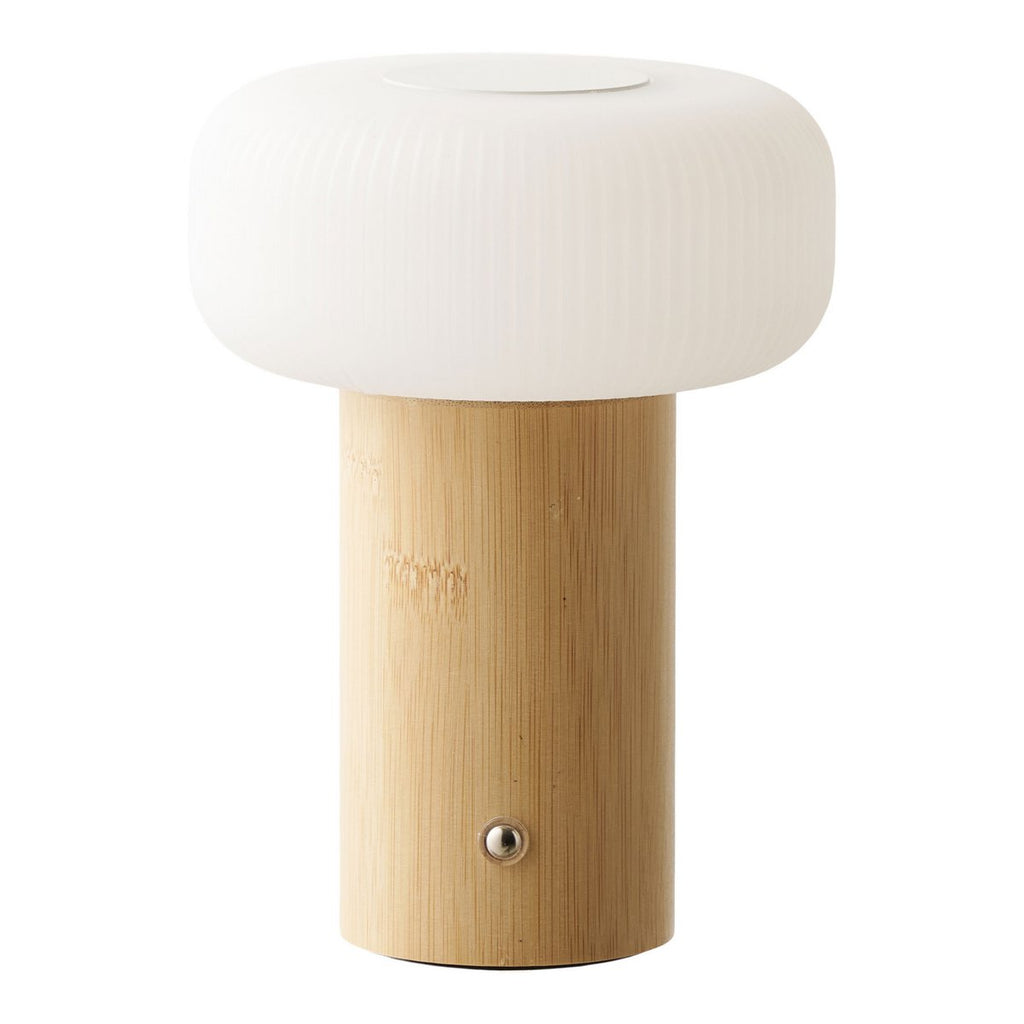 Stafford Tafellamp, bamboe/metaal/PE, oplaadbaar, naturel, wit