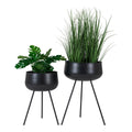 Ardola Bloempotten - Zwart, Staal - Set van 2
