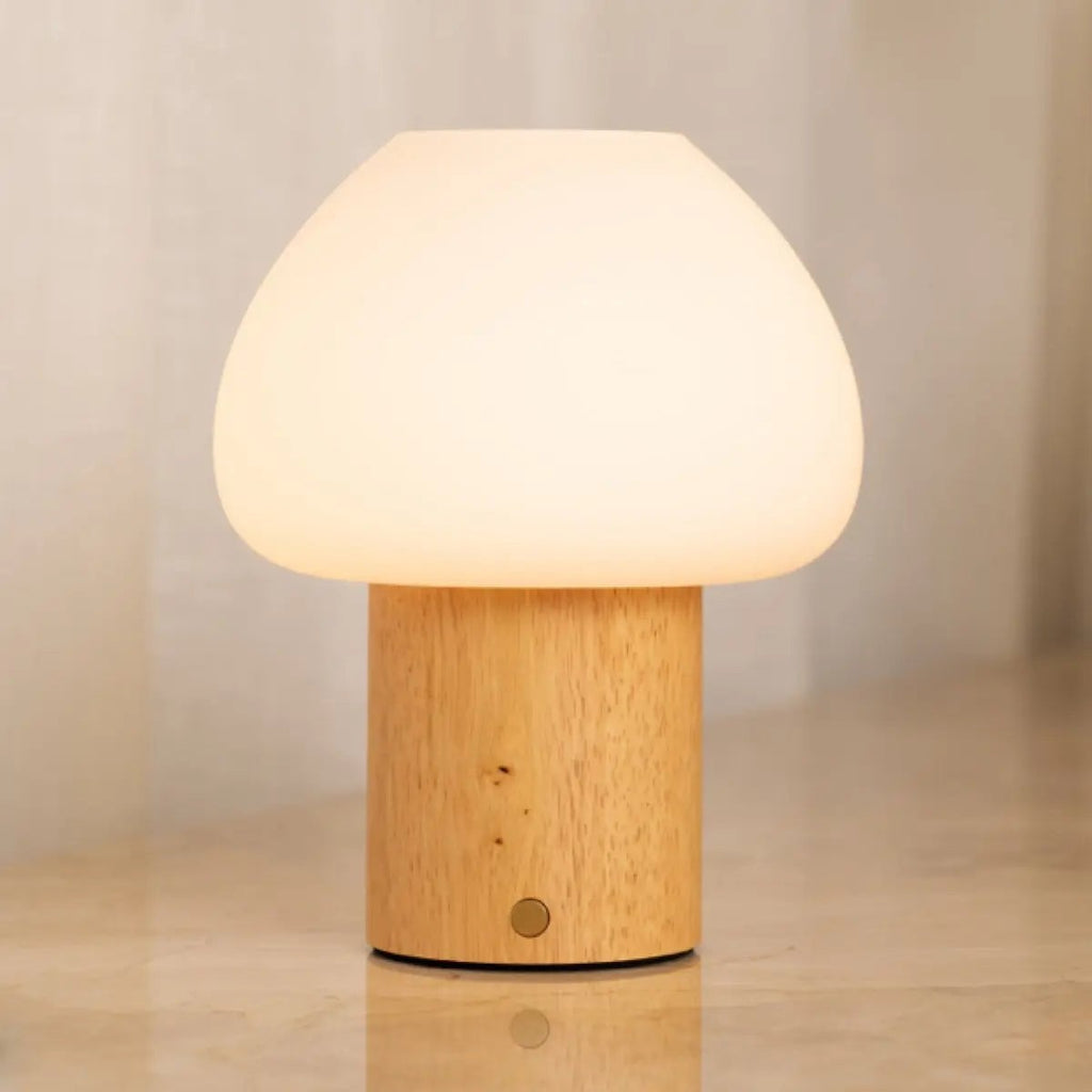 Fynn Lichtbruine Houten Lamp | Oplaadbaar, dimbaar en stijlvol