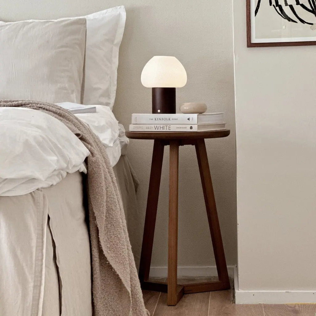 Fynn Donkerbruine Houten Lamp | Oplaadbaar, dimbaar en stijlvol