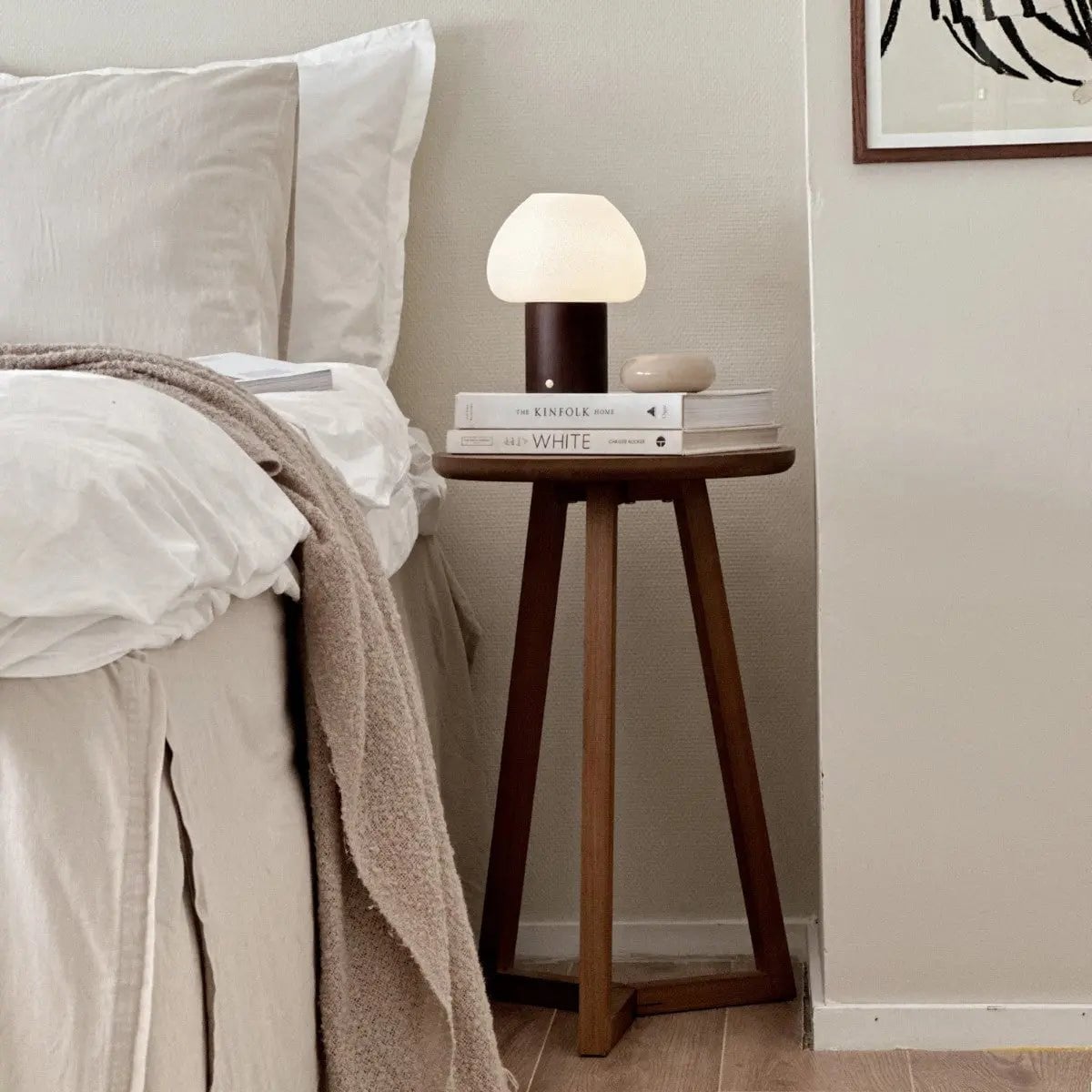 Fynn Donkerbruine Houten Lamp | Oplaadbaar, dimbaar en stijlvol