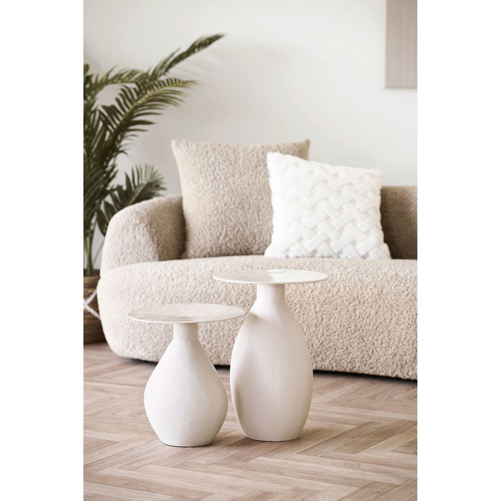 Calais Bijzettafel, metaal/email, gebroken wit, ø36x40 cm