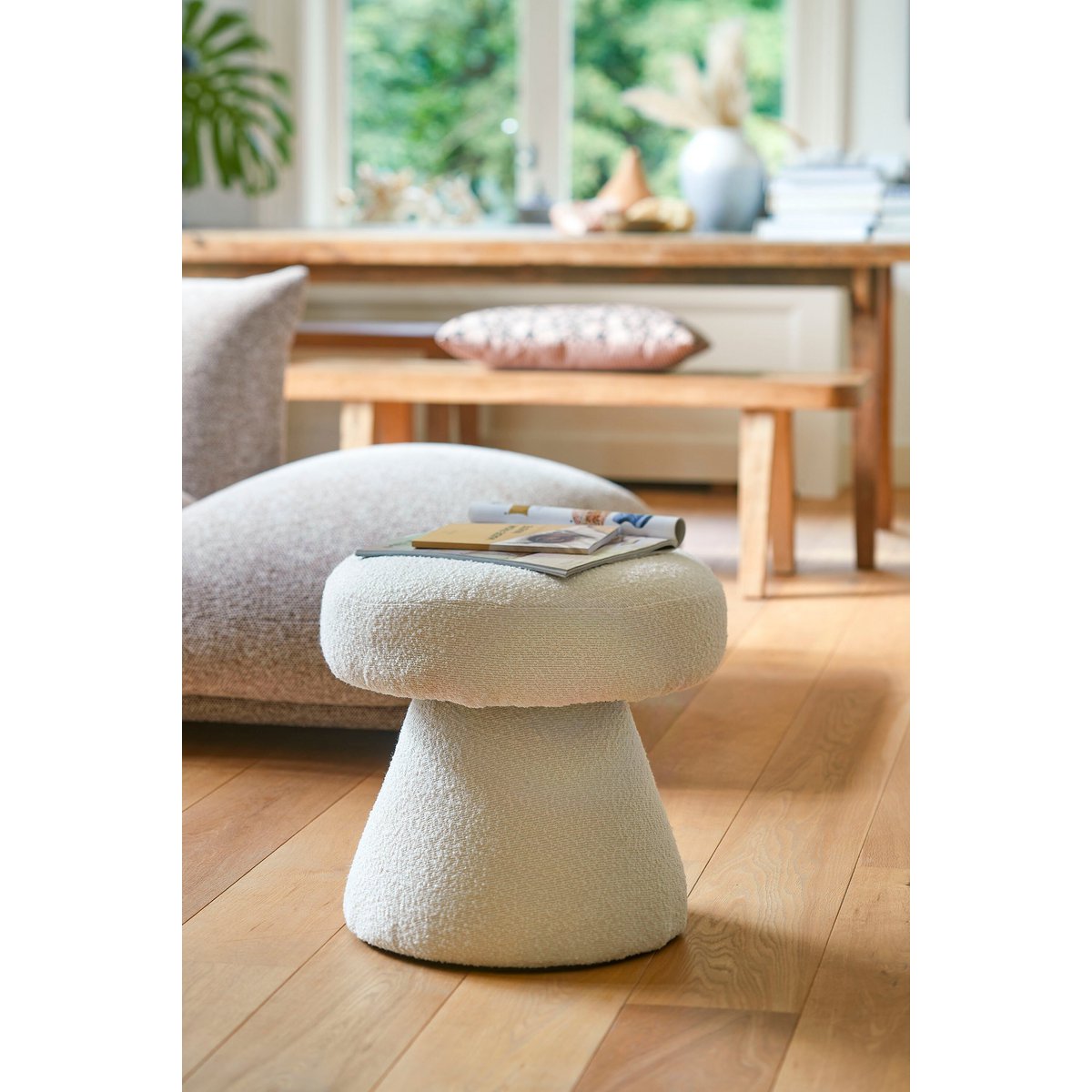 Poef Pouffe Gebroken wit