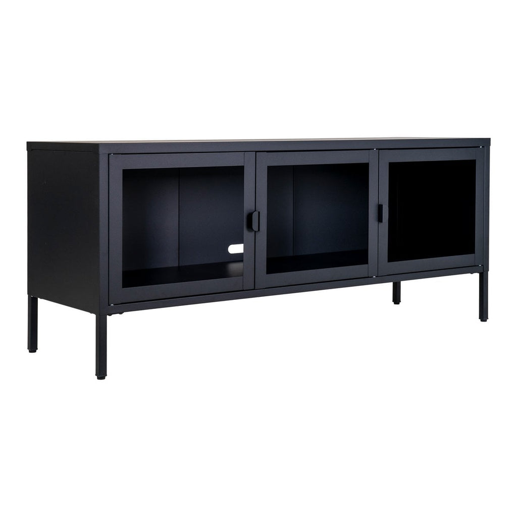 Brisbane TV-meubel - Zwart, Staal/Glas, 130x40x55 cm