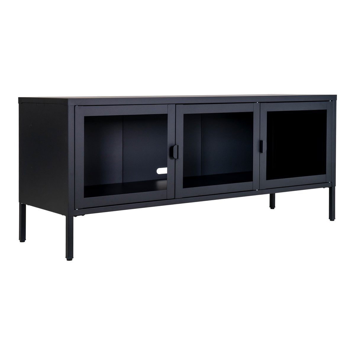 Brisbane TV-meubel - Zwart, Staal/Glas, 130x40x55 cm