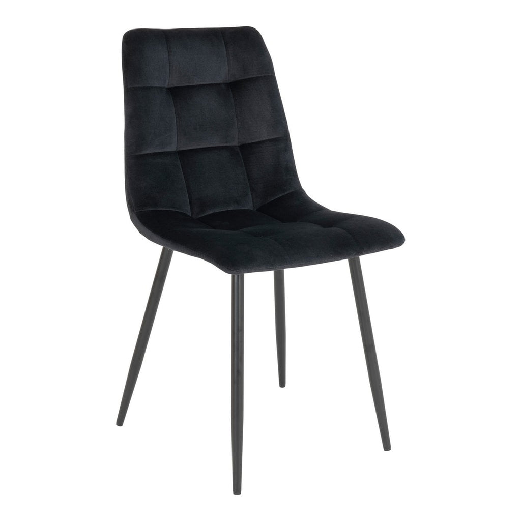 Middelfart Eetkamerstoel - Polyester Fluweel, Staal, Zwart - Set van 2