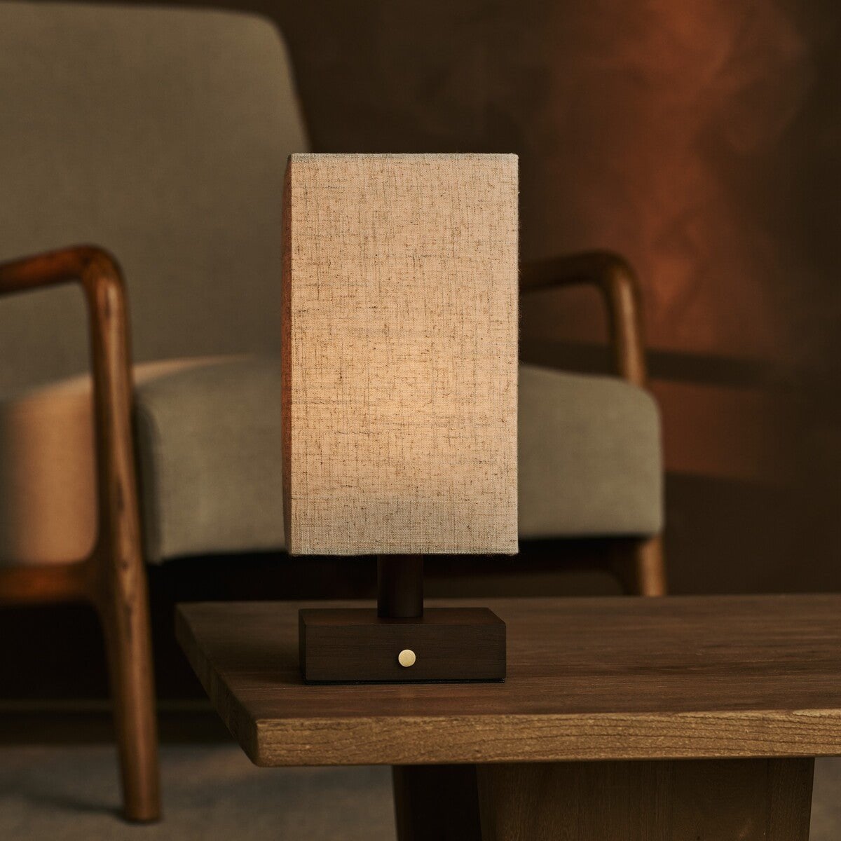 Bob Dark Brown Cordless Wooden Table Lamp | Dimmable, Rechargeable & Up 100 Hours Battery Hours