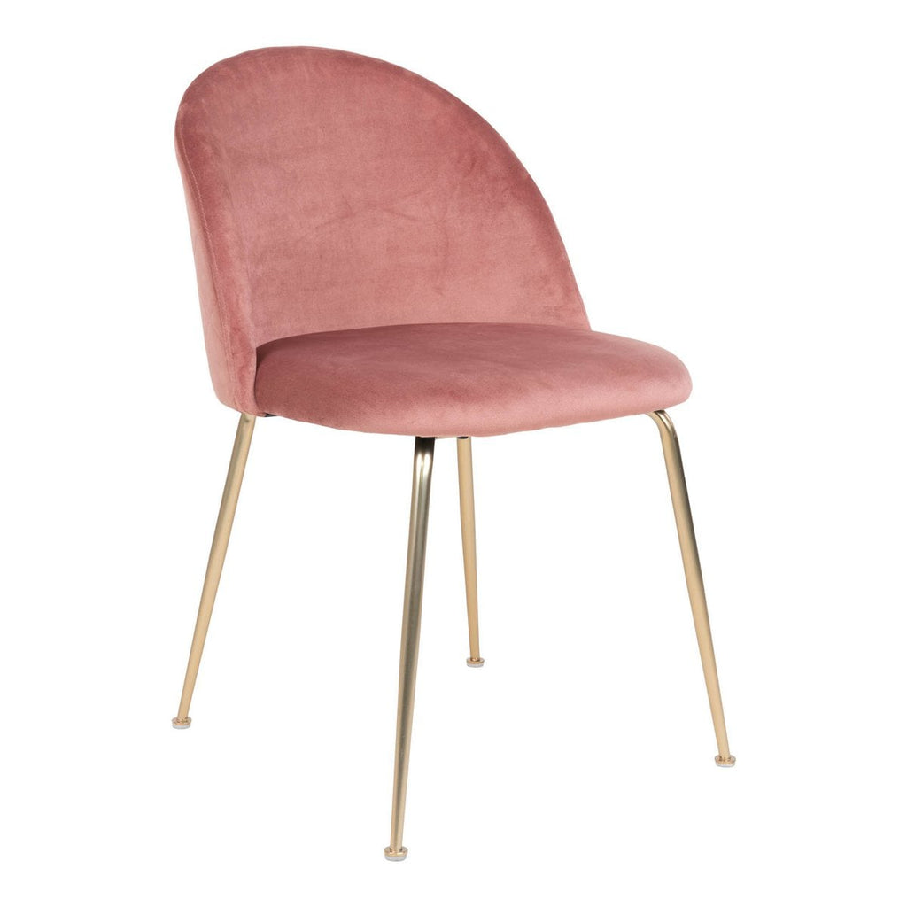 Geneve eetkamerstoel - Fluweel, staal, roze - Set van 2