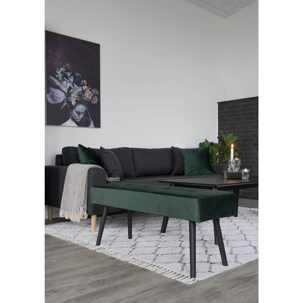 Skibybank - Fluweel, Staal, Groen - 100x35x44 cm