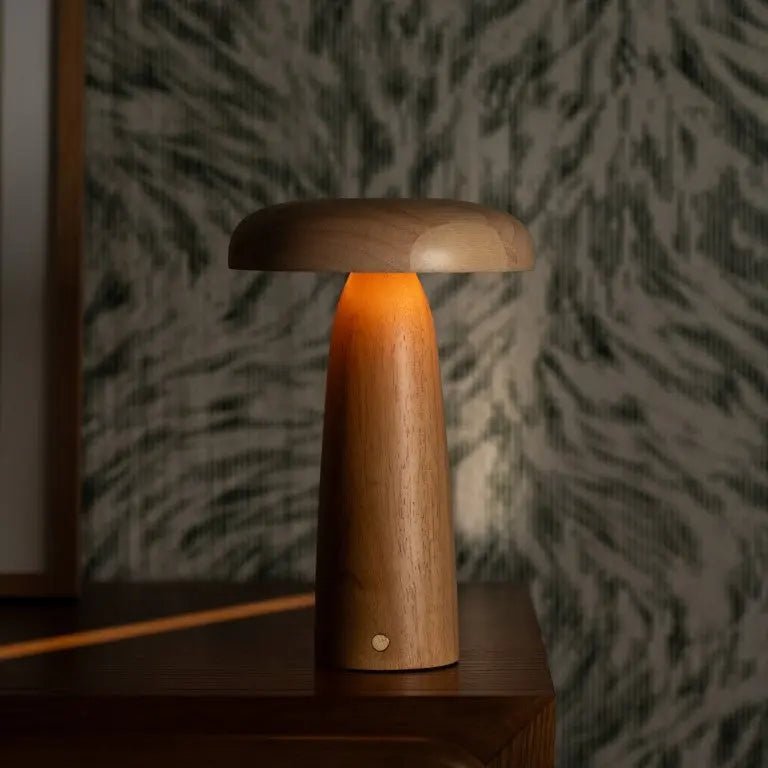 Lennart Lichtbruine Houten Tafellamp | Oplaadbaar, draadloos en dimbaar