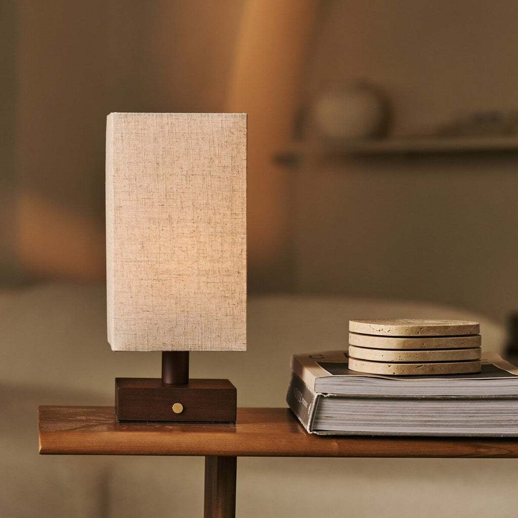 Bob Dark Brown Cordless Wooden Table Lamp | Dimmable, Rechargeable & Up 100 Hours Battery Hours
