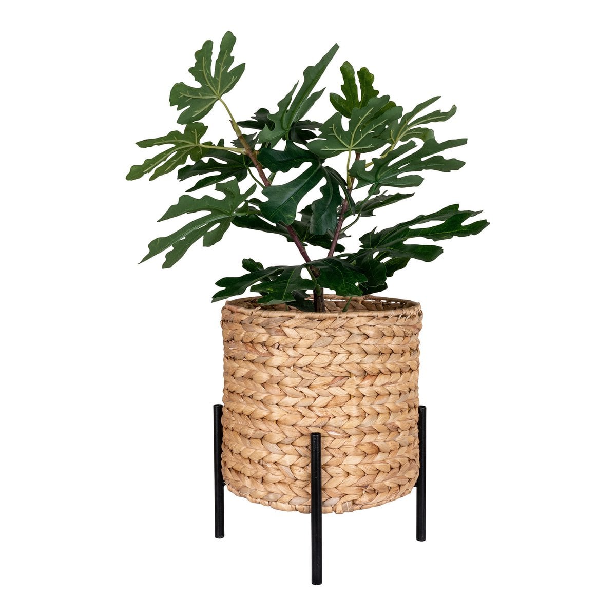 Antas Plantenbak - Natuurlijk/zwart, waterhyacint, metaal, 23,5x23,5x29cm