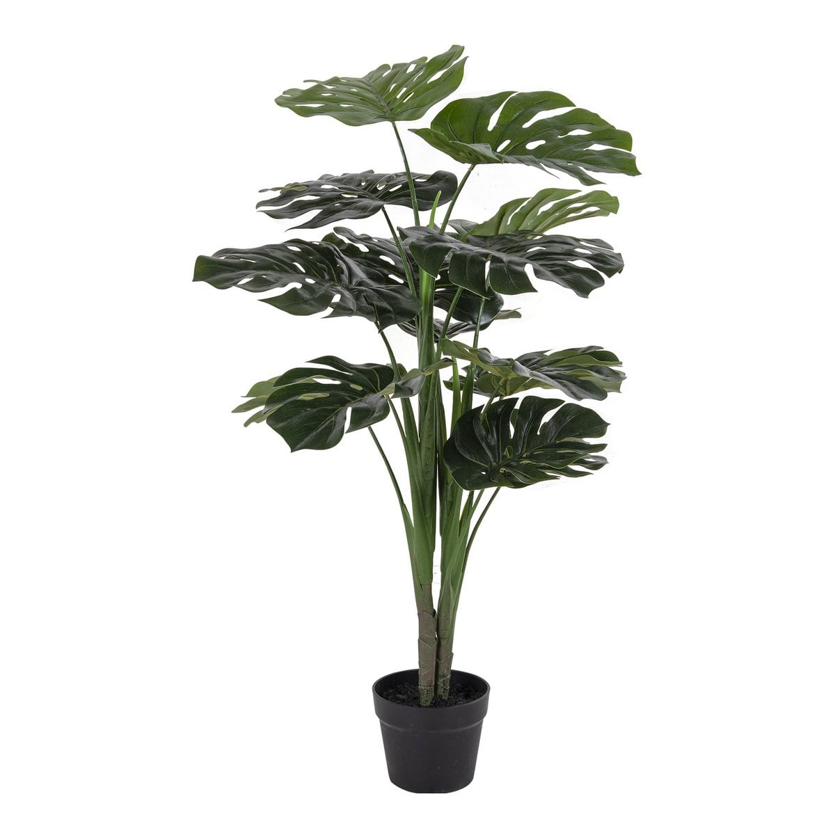Monstera - Groen, PE-kunststof/polyester/draad/cement, 17x18x90 cm