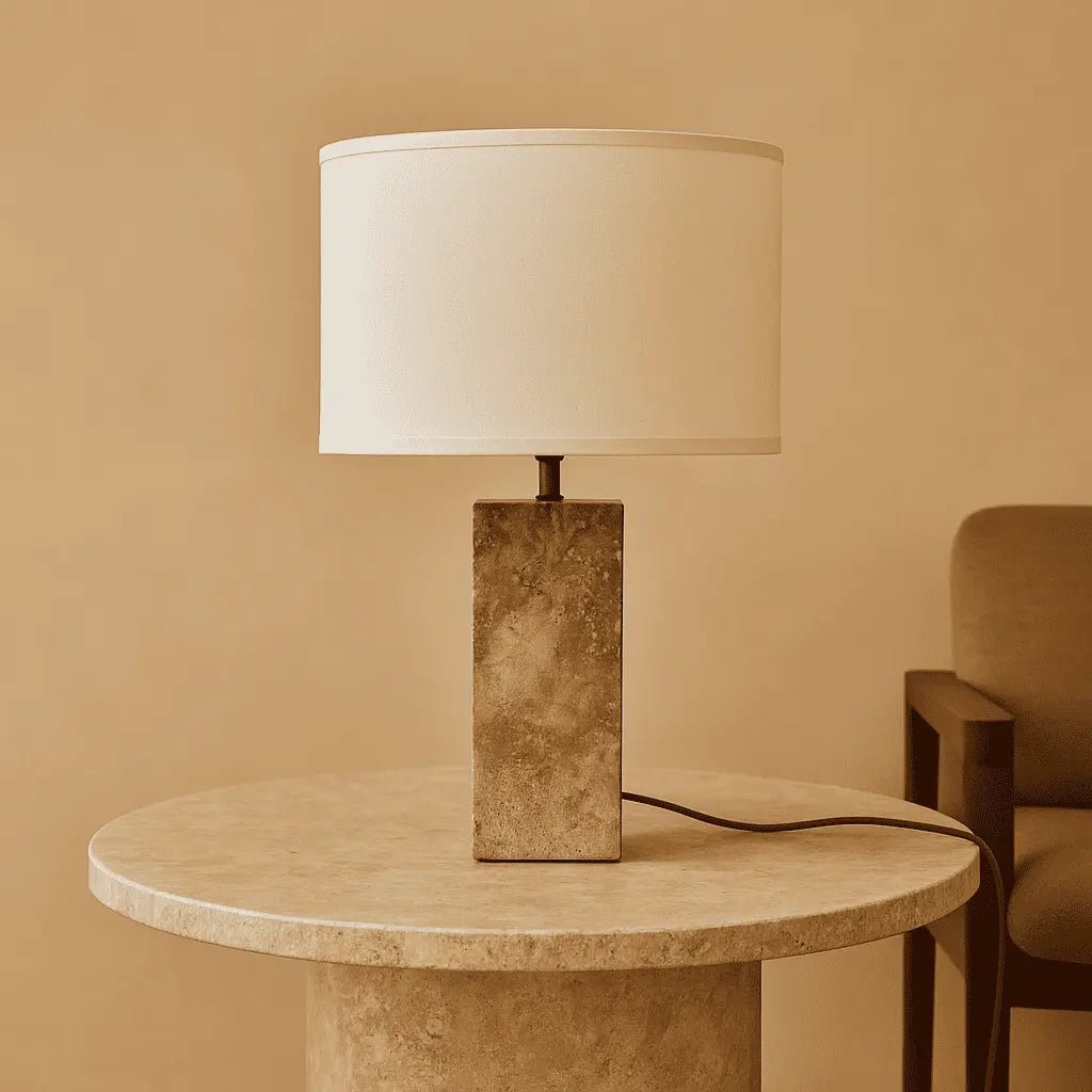 Rosie travertijnlamp | Katoenen kap en elegant ontwerp