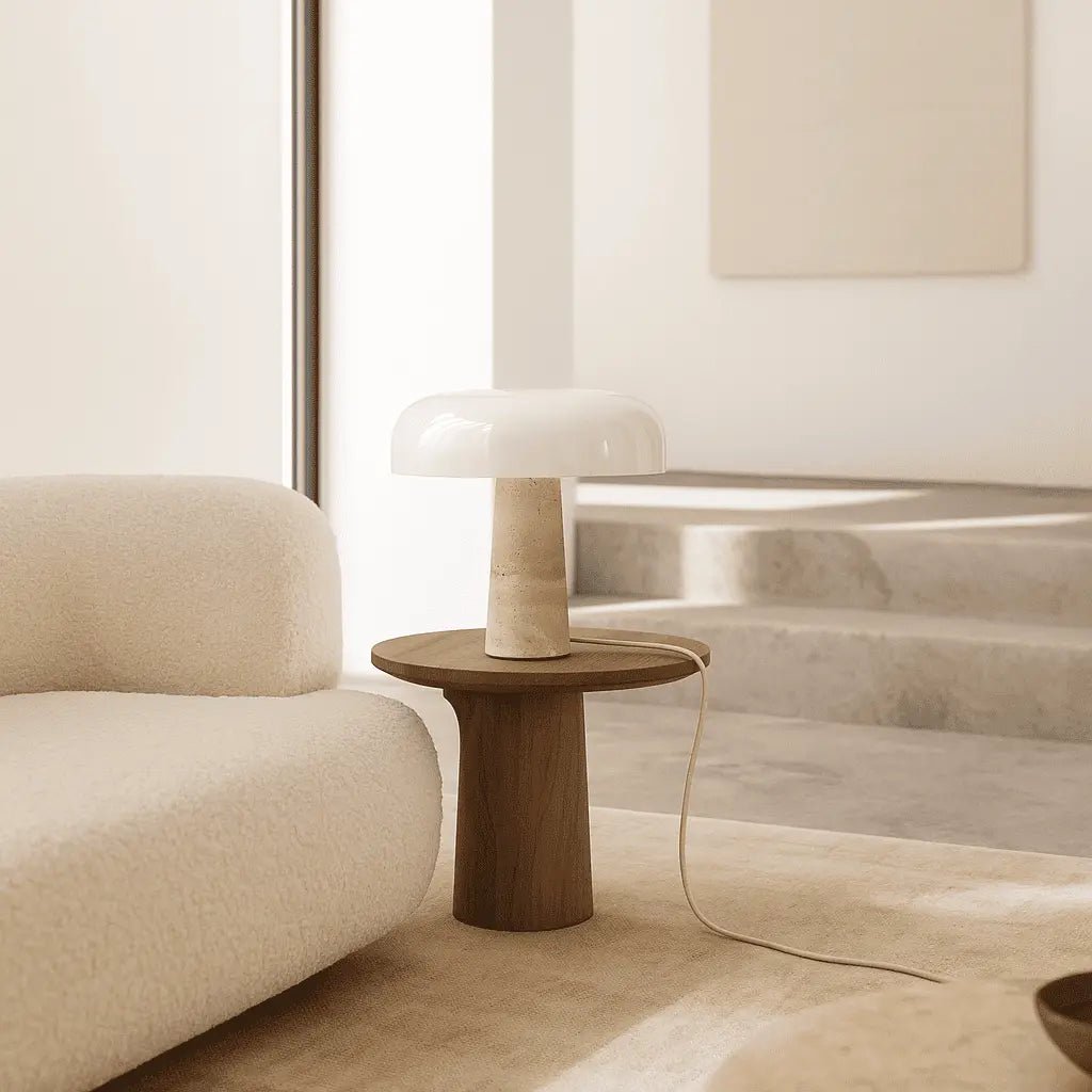 Emily travertijnlamp | Elegant ontwerp met glazen kap