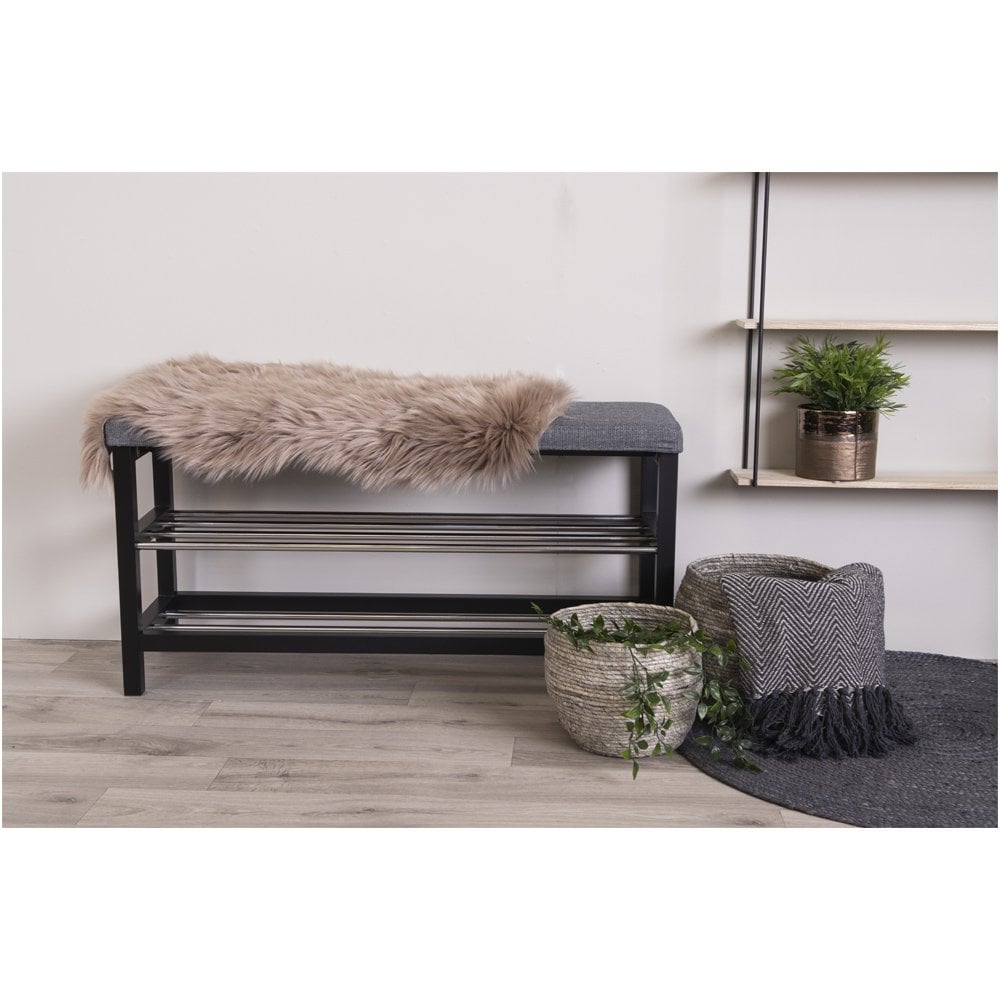 Padova Bank - Populier, Staal, Polyester, Grijs - 100x34x50 cm