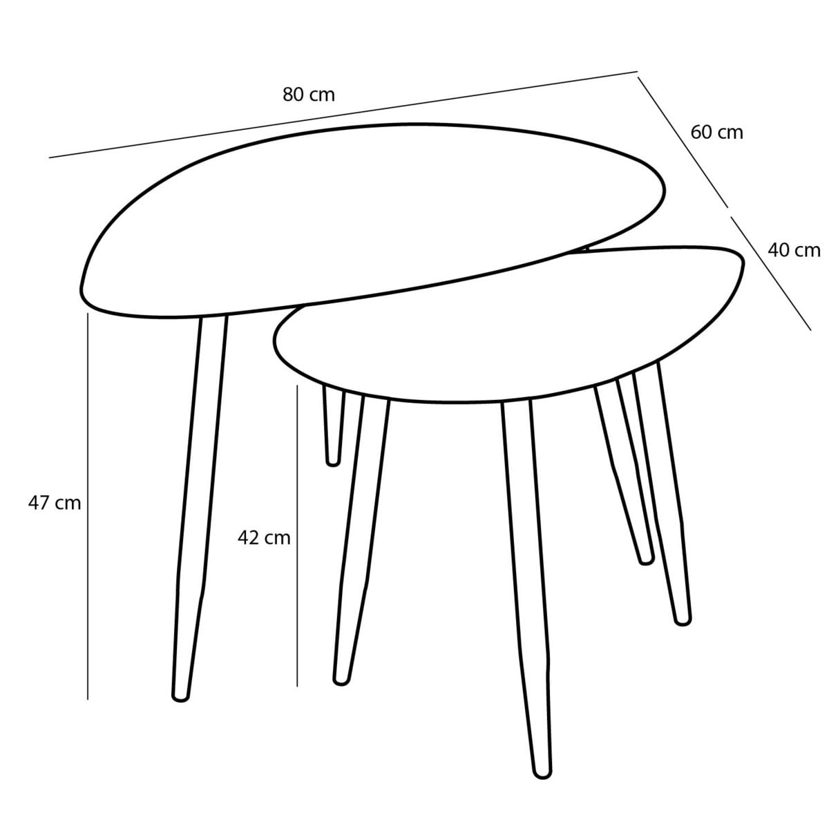 Bijzettafel set  Zwart