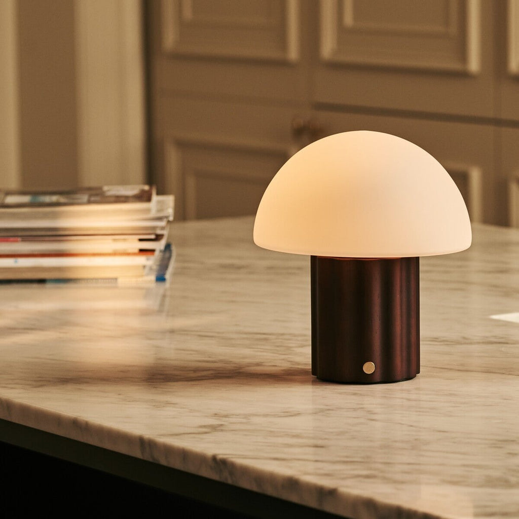 Timo Dark Brown Rechargeable Table Lamp | Dimmable, Modular Lampshade & 3 Light Colors