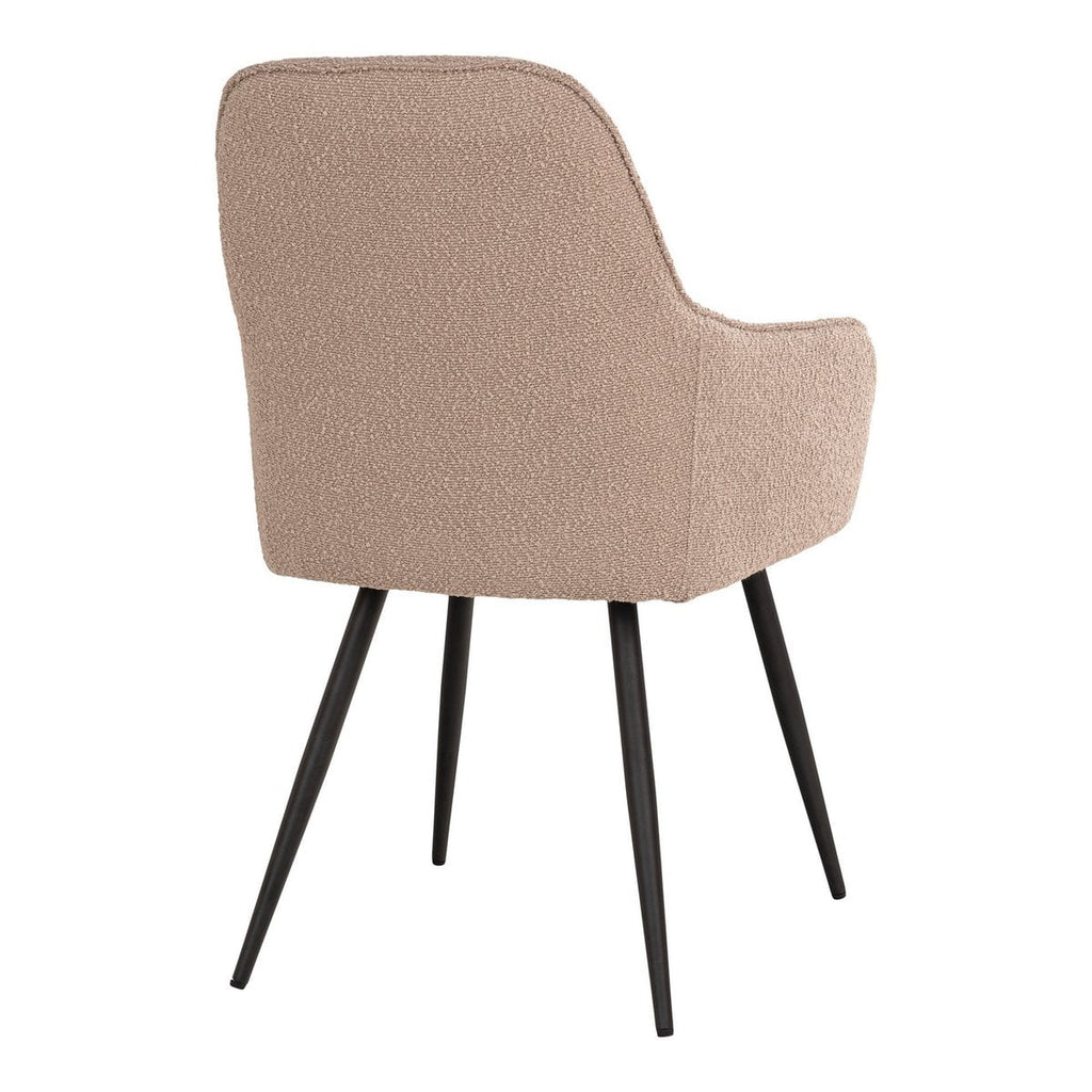 Harbo Eetkamerstoel - Beige Bouclé, Zwarte Poten - Set van 2