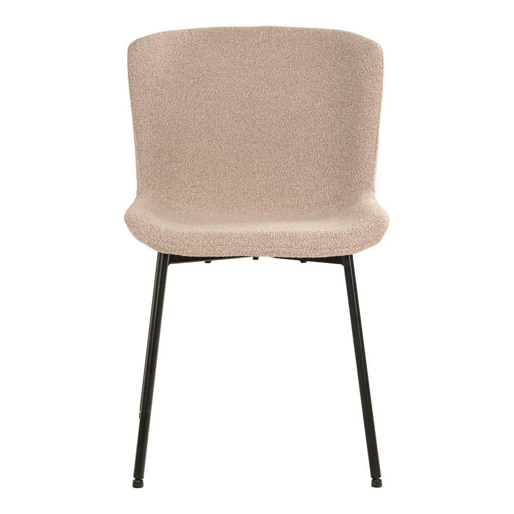 Maceda Eetkamerstoel - Beige Bouclé, Zwarte Poten - Set van 2