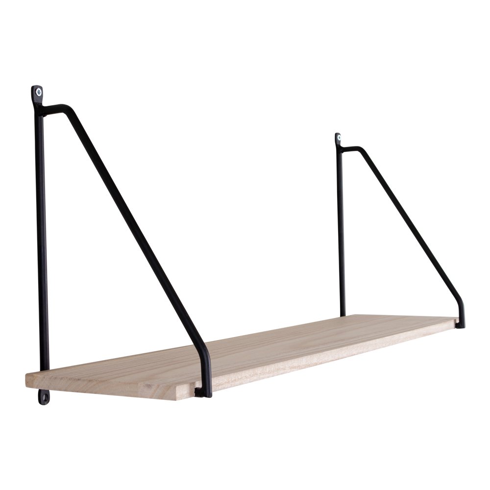 Arnhem Plank - Staal, Hout, Zwart/Natuurlijk - 65x17x27 cm