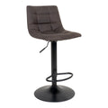 Middelfart Barstoel - Donkergrijs, Microvezel, Zwarte metalen poten, 43x43x88/108cm - set van 2