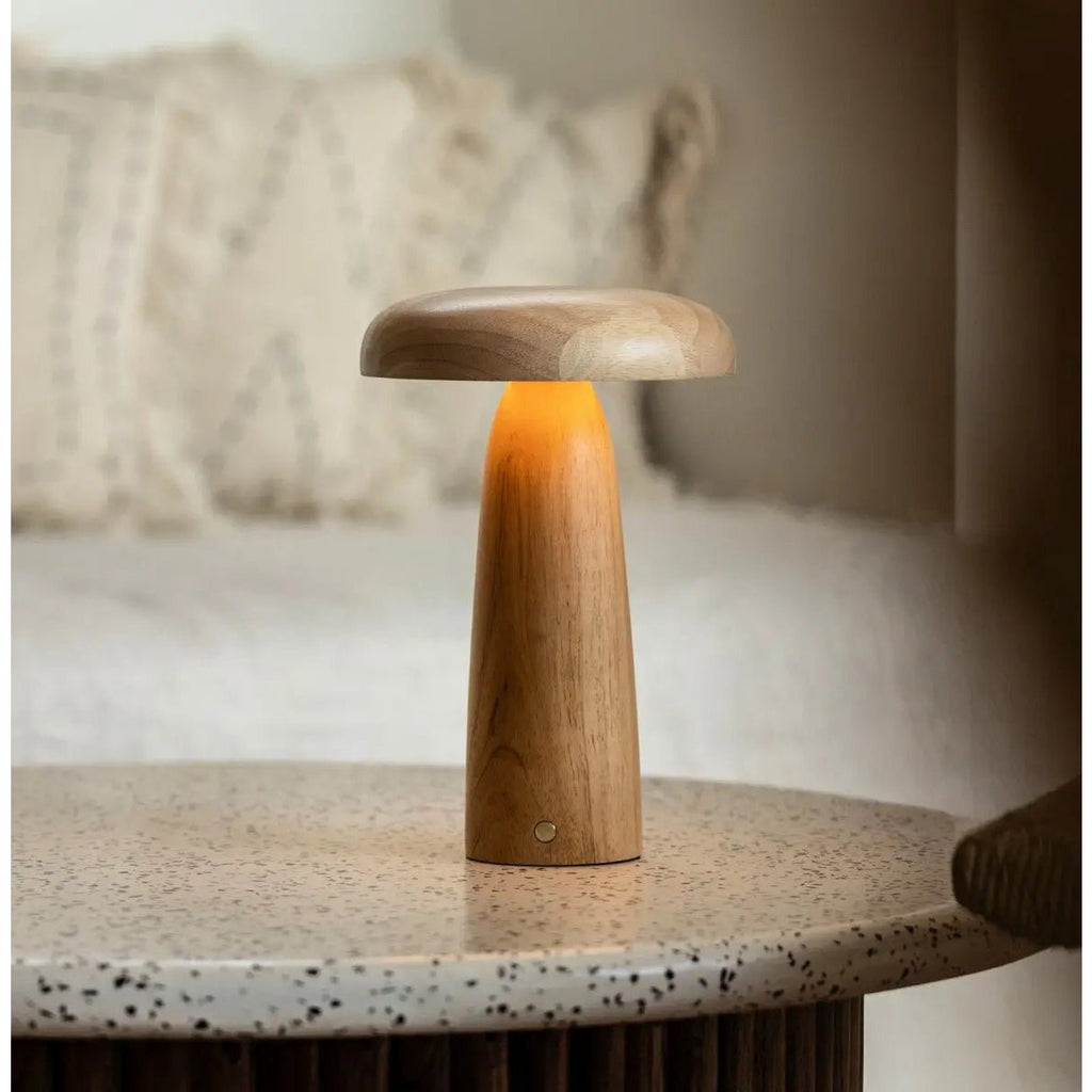 Lennart Lichtbruine Houten Tafellamp | Oplaadbaar, draadloos en dimbaar