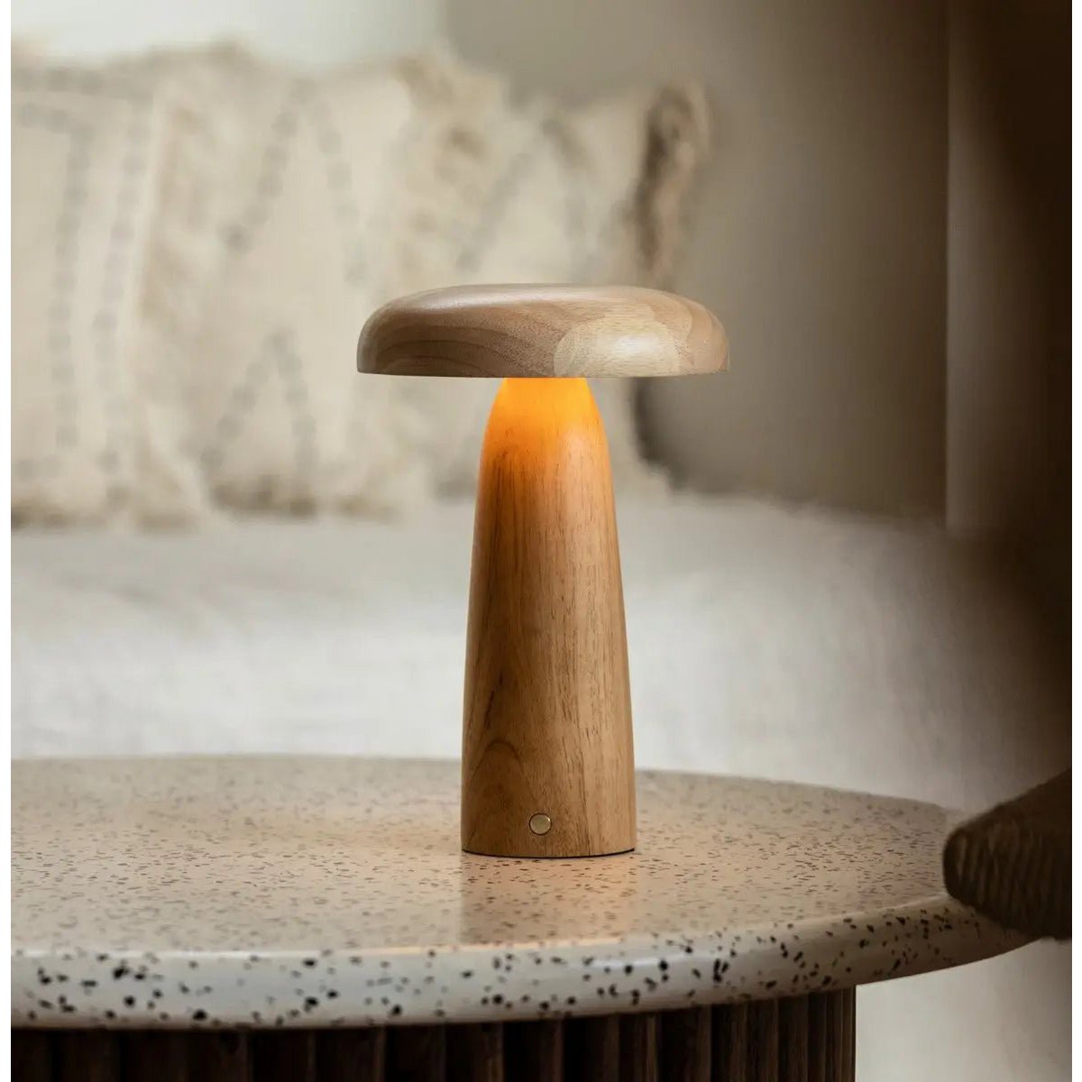 Lennart Lichtbruine Houten Tafellamp | Oplaadbaar, draadloos en dimbaar