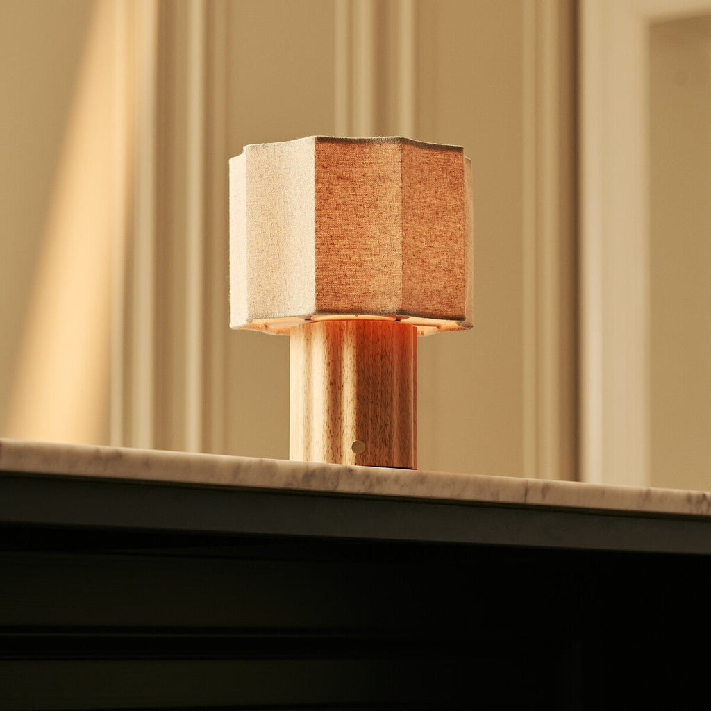Eloïsa Light Brown Rechargeable Table Lamp | Linen Blend, Modular & Dimmable