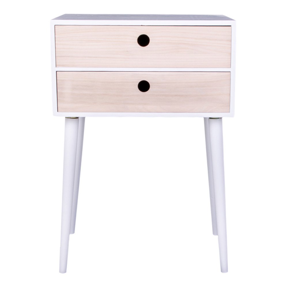 Rimini Bijzettafel - Wit/Natuurlijk, Grenenhout, 32x45x65,5 cm