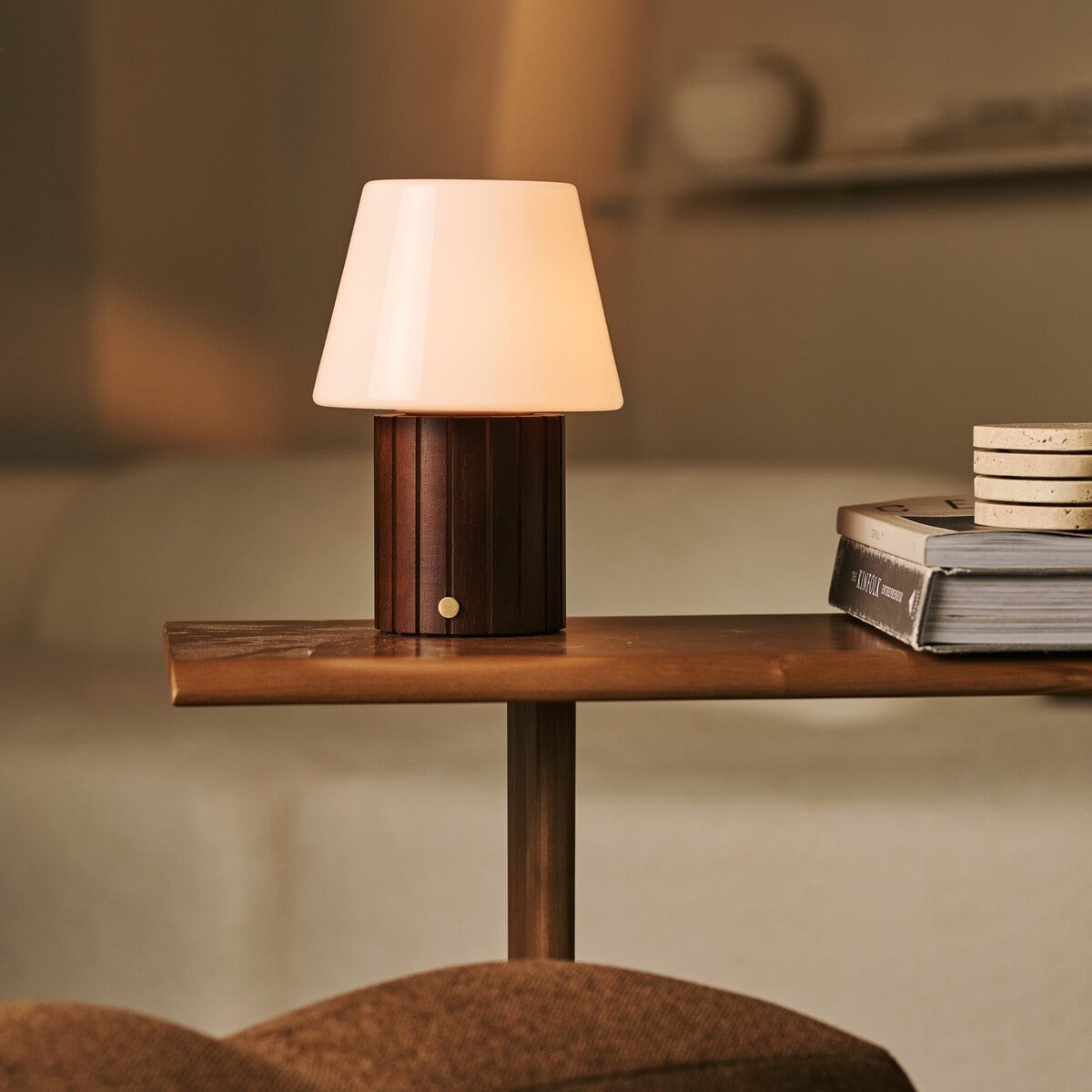 Lex Dark Brown Rechargeable Table Lamp | Stylish, Cordless & 3 Light Modes