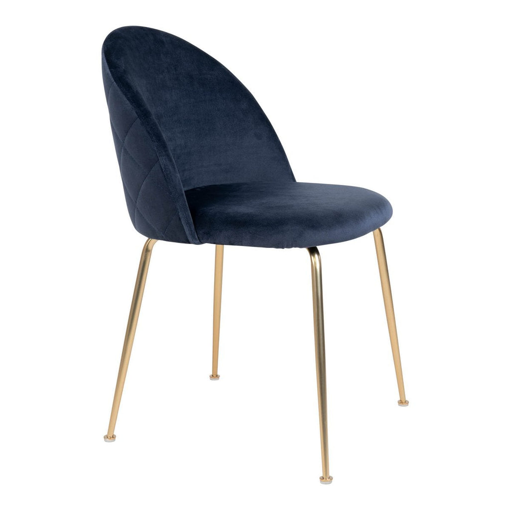 Geneve eetkamerstoel - Fluweel, staal, blauw - Set van 2