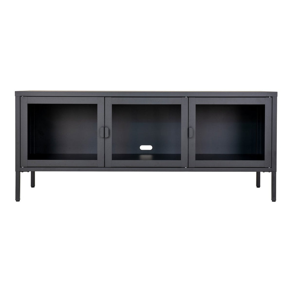 Brisbane TV-meubel - Zwart, Staal/Glas, 130x40x55 cm