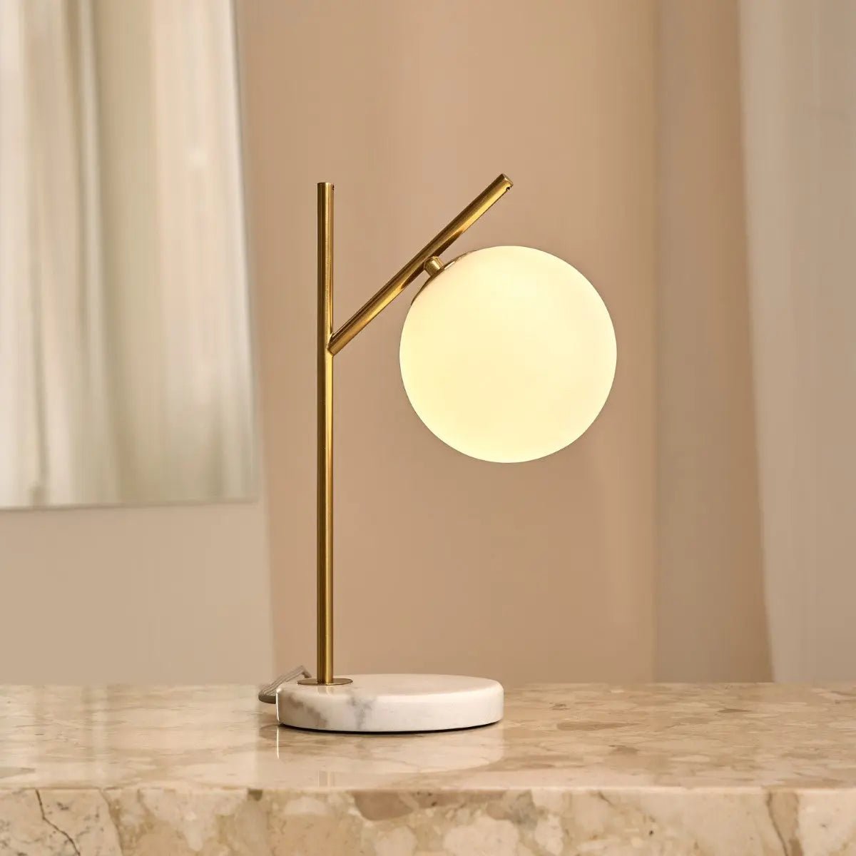 Madison marmeren lamp | Lamp van matglas en lamp met snoer