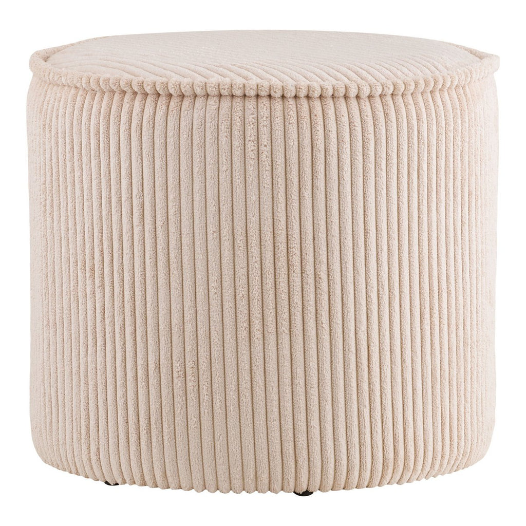 Taupo Poef, ribfluweel, beige, ø40x35 cm, HN1424