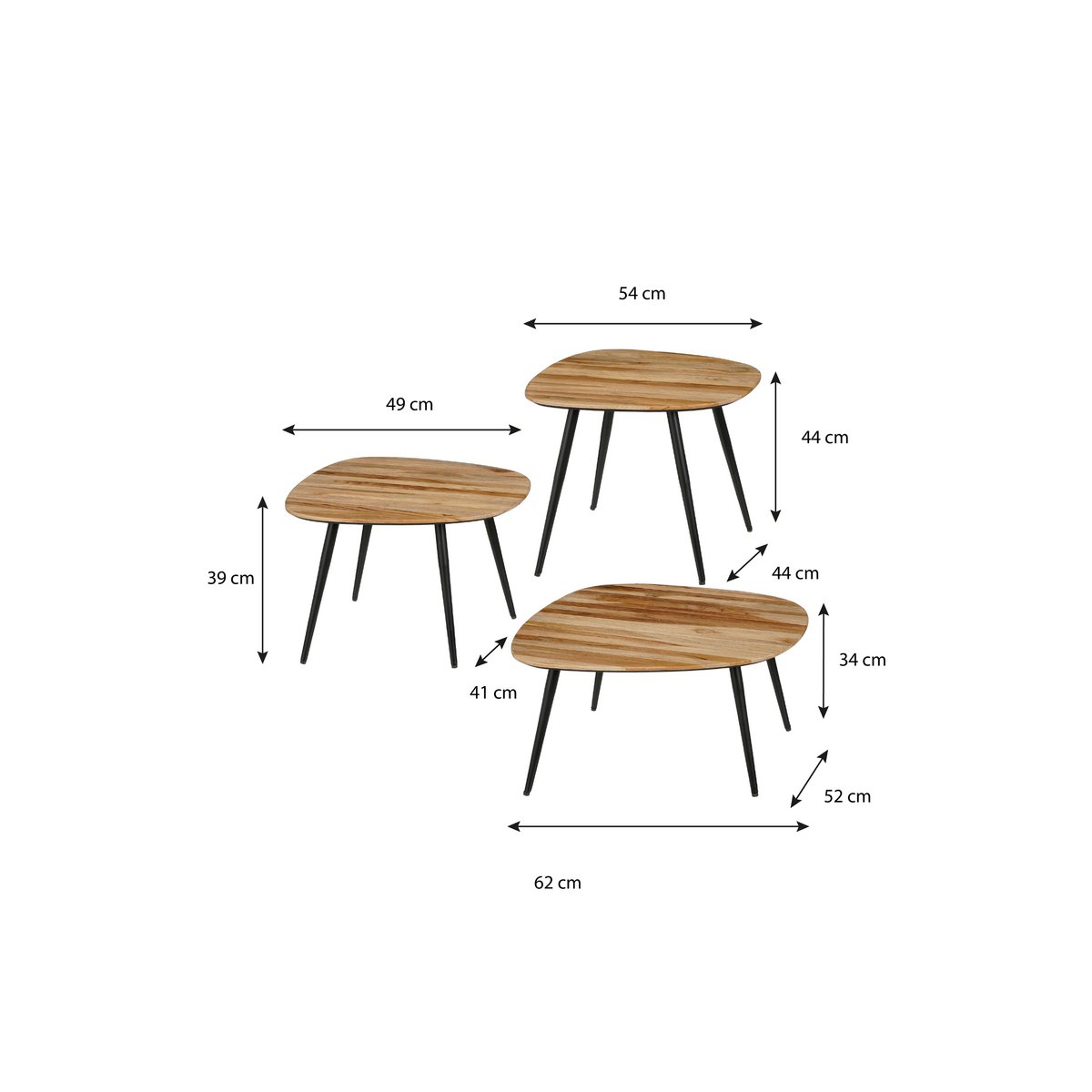 Bijzettafel set Jailey Bruin