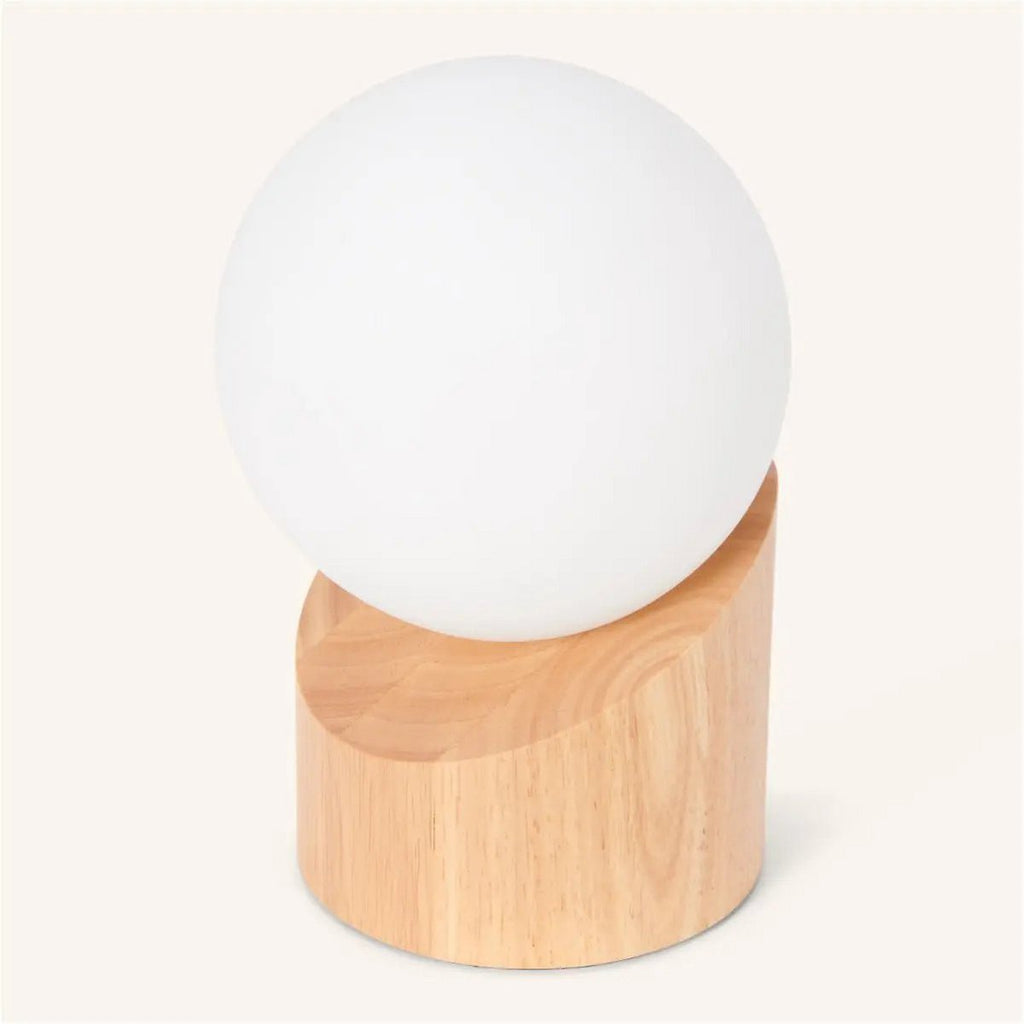 Quin Lichtbruine Houten Lamp | Matglas, met snoer en verlichting