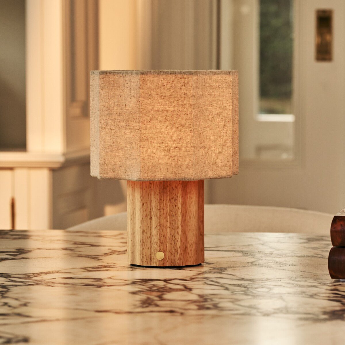 Eloïsa Light Brown Rechargeable Table Lamp | Linen Blend, Modular & Dimmable