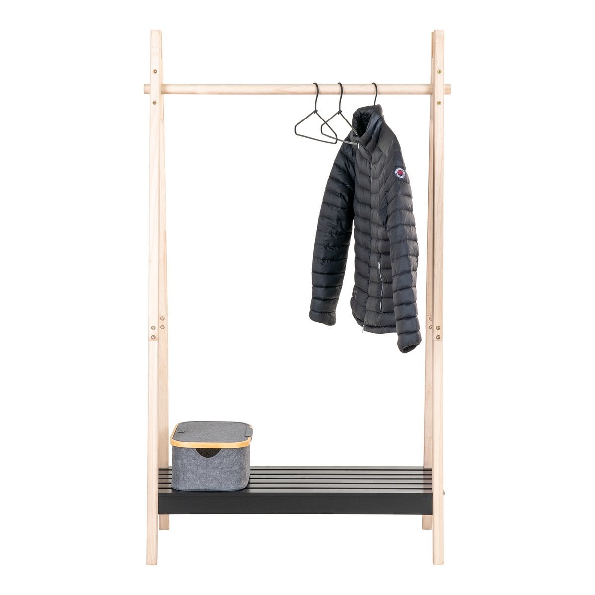 Torino Kledingrek - Naturel/Zwart, MDF/Paulownia, 94,5x39x170 cm