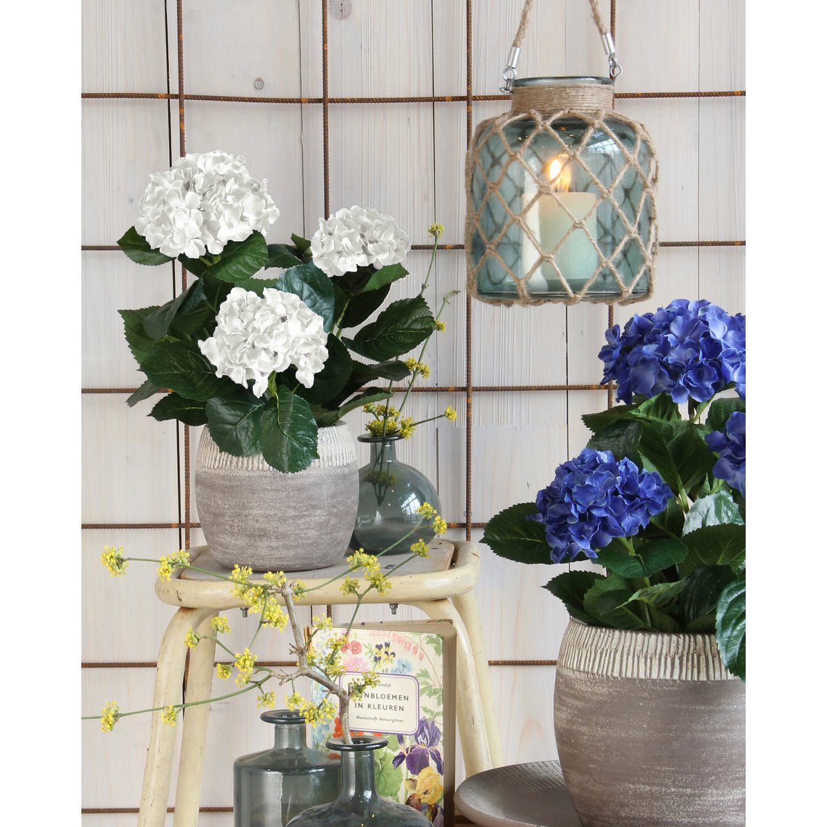 Kunstplant Hydrangea Wit