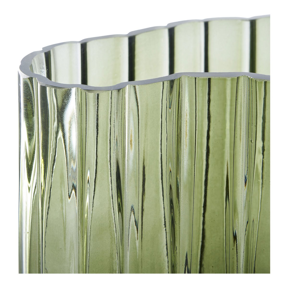 Vaas - Gerookt groen, glas, 21x12x26,5cm
