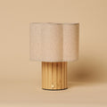 Bianca Light Brown Rechargeable Table Lamp | Stylish, Functional & Linen Blend