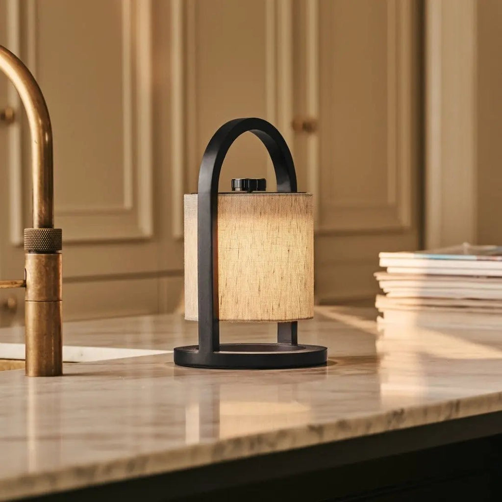 River Zwart & Grijs Houten Oplaadbare Lamp | Linnenmix, veelzijdig en tot 100 uur batterijduur
