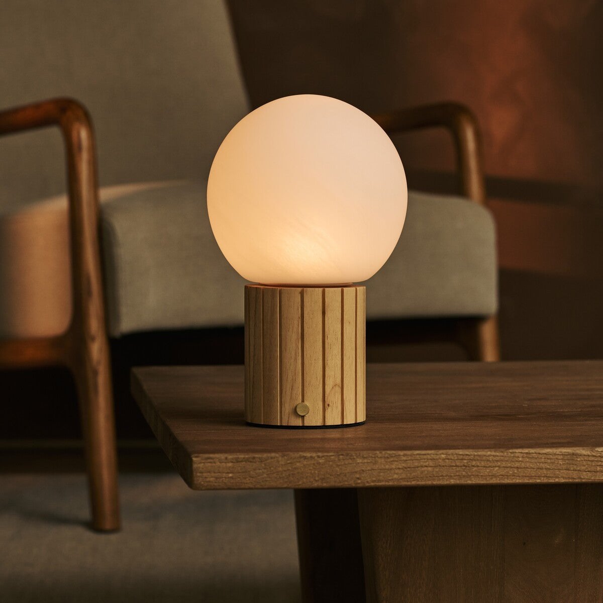 Nadine Light Brown Rechargeable Table Lamp | 3 Light Colors, Modular Lampshade & Cordless