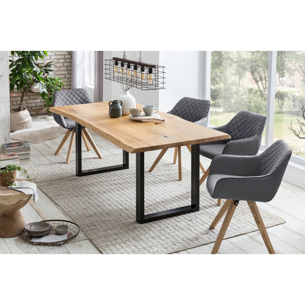 Eettafel 220x100 cm gemaakt van eikenhout